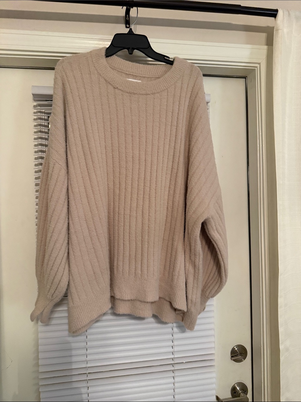 aerie Ribbed Crewneck Sweater in Light Taupe